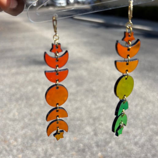 Mid nite prism Moon phase earrings