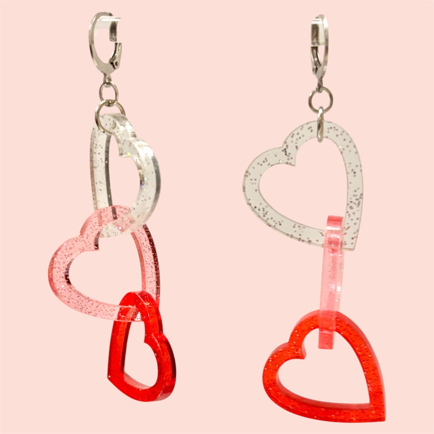 Heart linked earrings