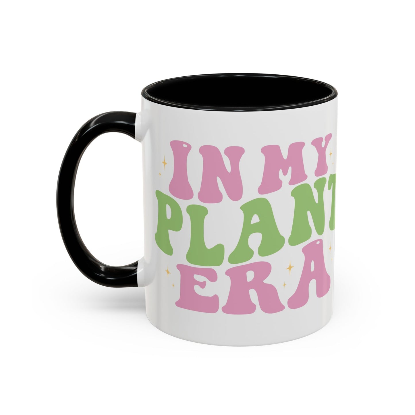 In My Plant Era Accent Coffee Mug | Floral Retro Typography, 11oz or 15oz