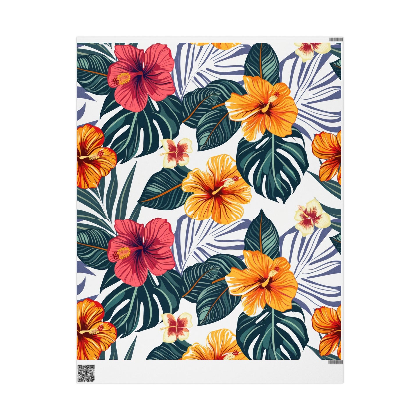Tropical Pink Gerbera Floral Wrapping Paper | Gift Wrap Roll, Botanical Leaves