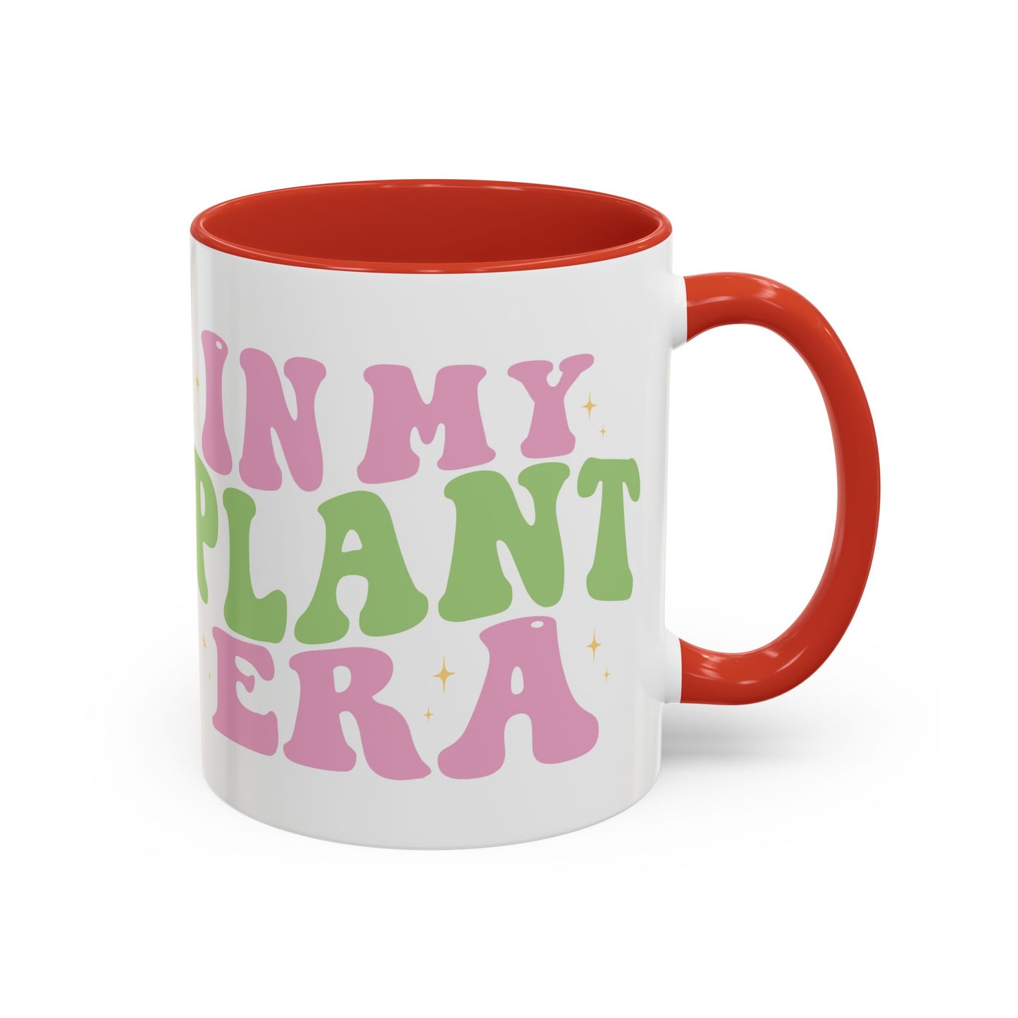 In My Plant Era Accent Coffee Mug | Floral Retro Typography, 11oz or 15oz
