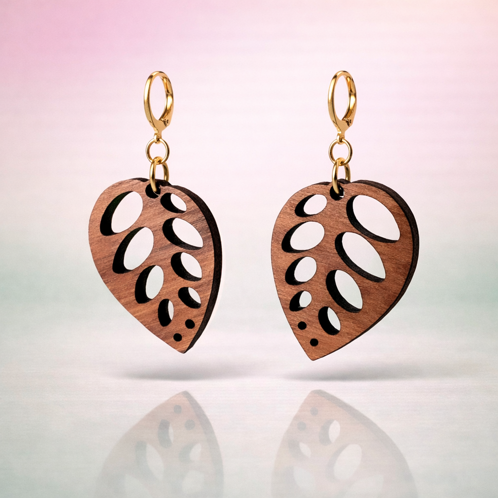 Walnut Swiss cheese earrings