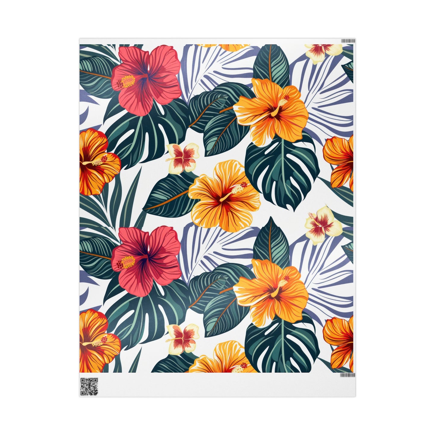Tropical Pink Gerbera Floral Wrapping Paper | Gift Wrap Roll, Botanical Leaves