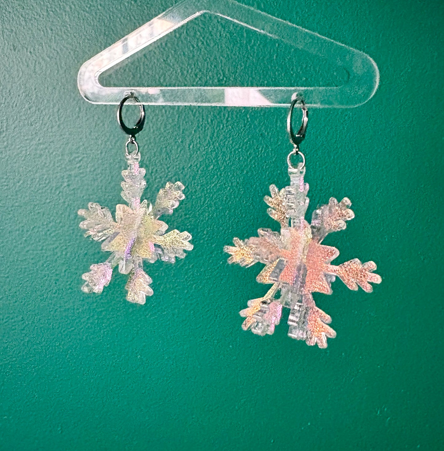 3D snowflake earrings