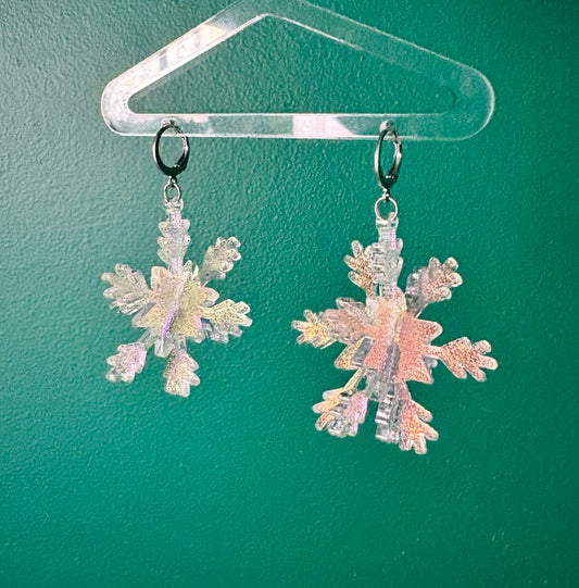 3D snowflake earrings